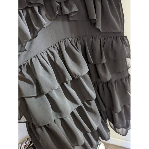 ZARA WOMAN STRAPPY RUFFLED MIDI LONG TIER DRESS BLACK  REF: 8777/830 S,M,L - Picture 10 of 12